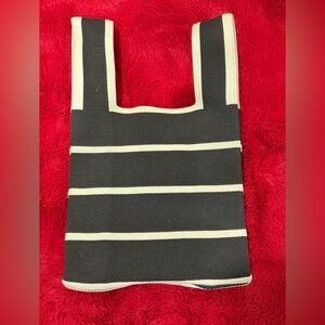 Striped Black and Cream wrist Tote Bag